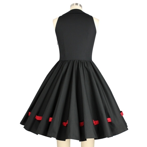 Pin Up Clothing Pocket Shelf Bust Dress 1950s Bow - Picture 6 of 8